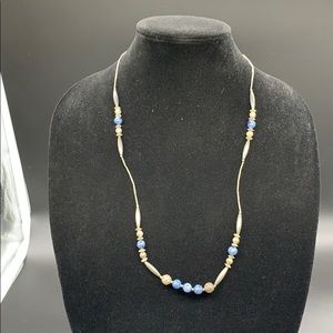 Vintage liquid silver bench bead lapis necklace